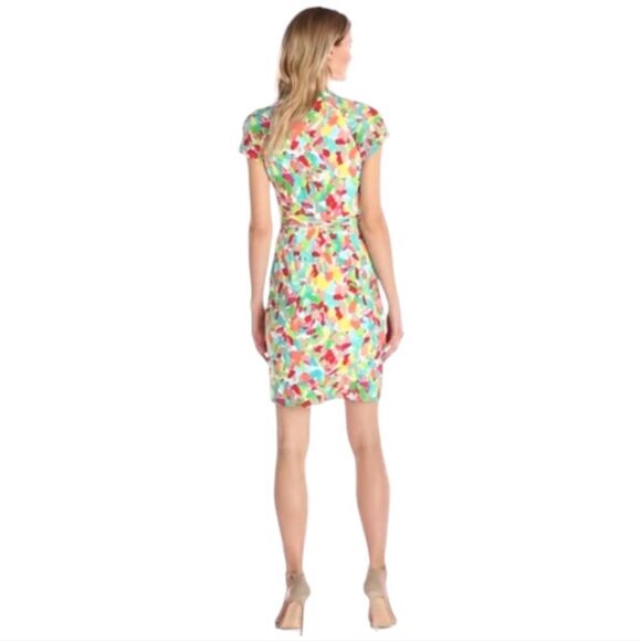 Ellen Tracy NWT Short Sleeve Fit and Flare Wrap Dress Multicolor Size 12 - Picture 9 of 13